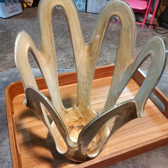 Vintage Makora Krosno open handkerchief unique beautiful blown glass vase decor - Picture 15 of 16